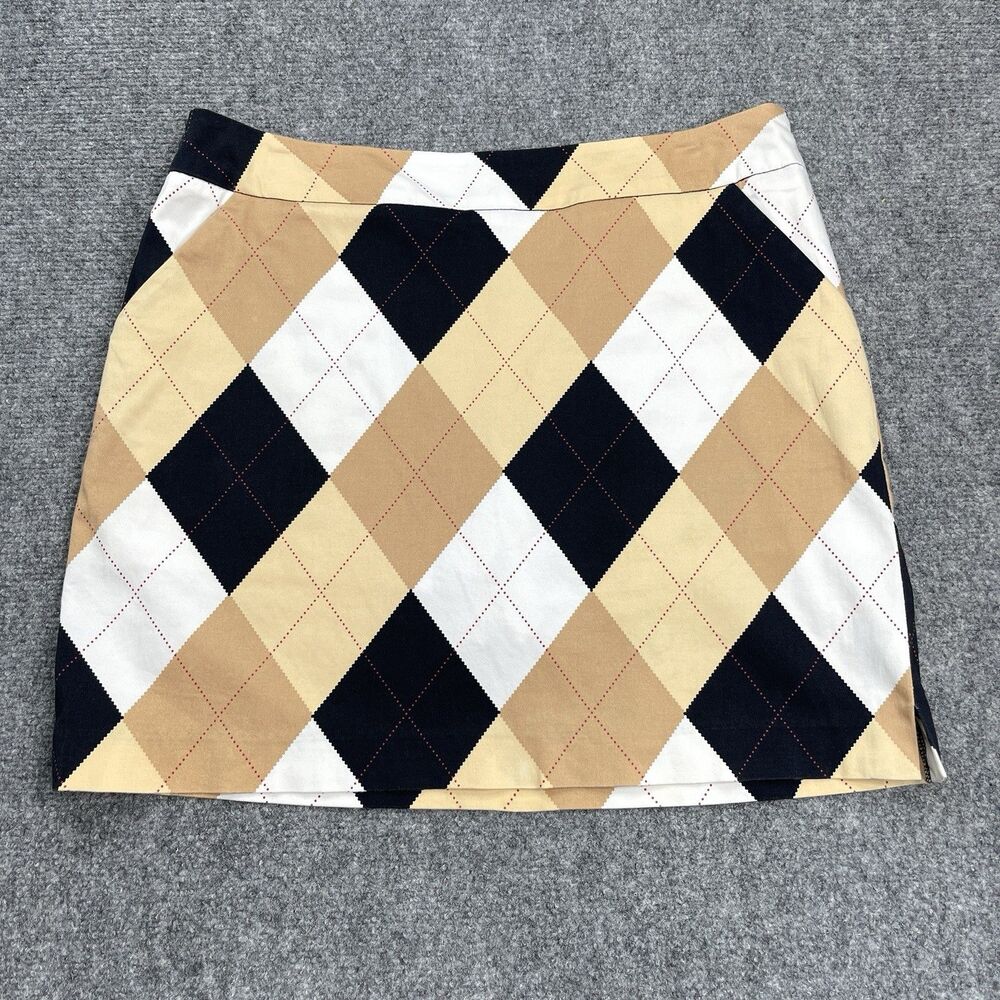 Loudmouth Ladies Golf Skort Size 8 Argyle Print Side Zip Pockets